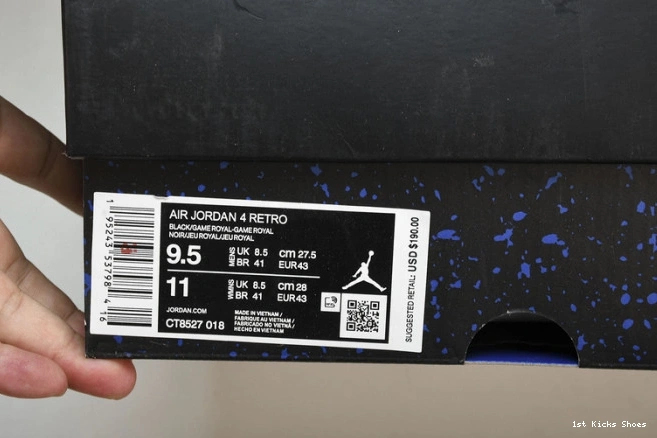 1st Kicks Shoes 4 Game Retro Royal Black Jordan CT8527-018 0717